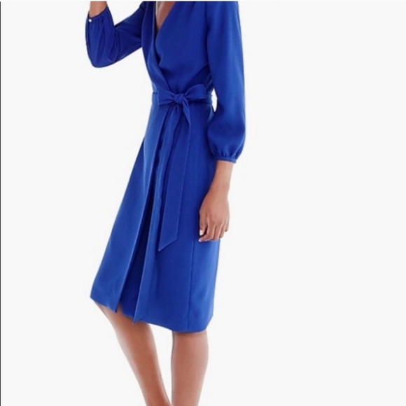J Crew 365 Crepe Wrap Dress In Royal Blue 6 - Picture 3 of 14